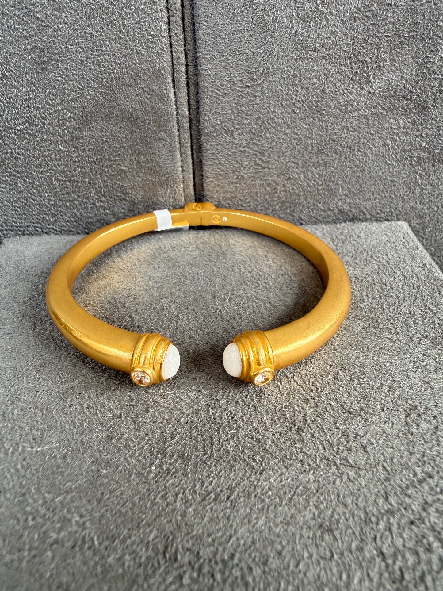 JULIE VOS Gold with White Gem Accent Bangle