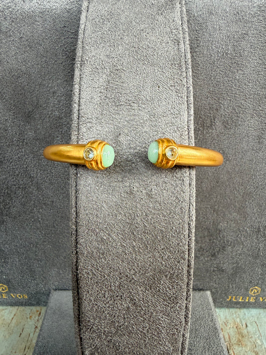 JULIE VOS Gold with Ocean Blue Gem Accent Bangle