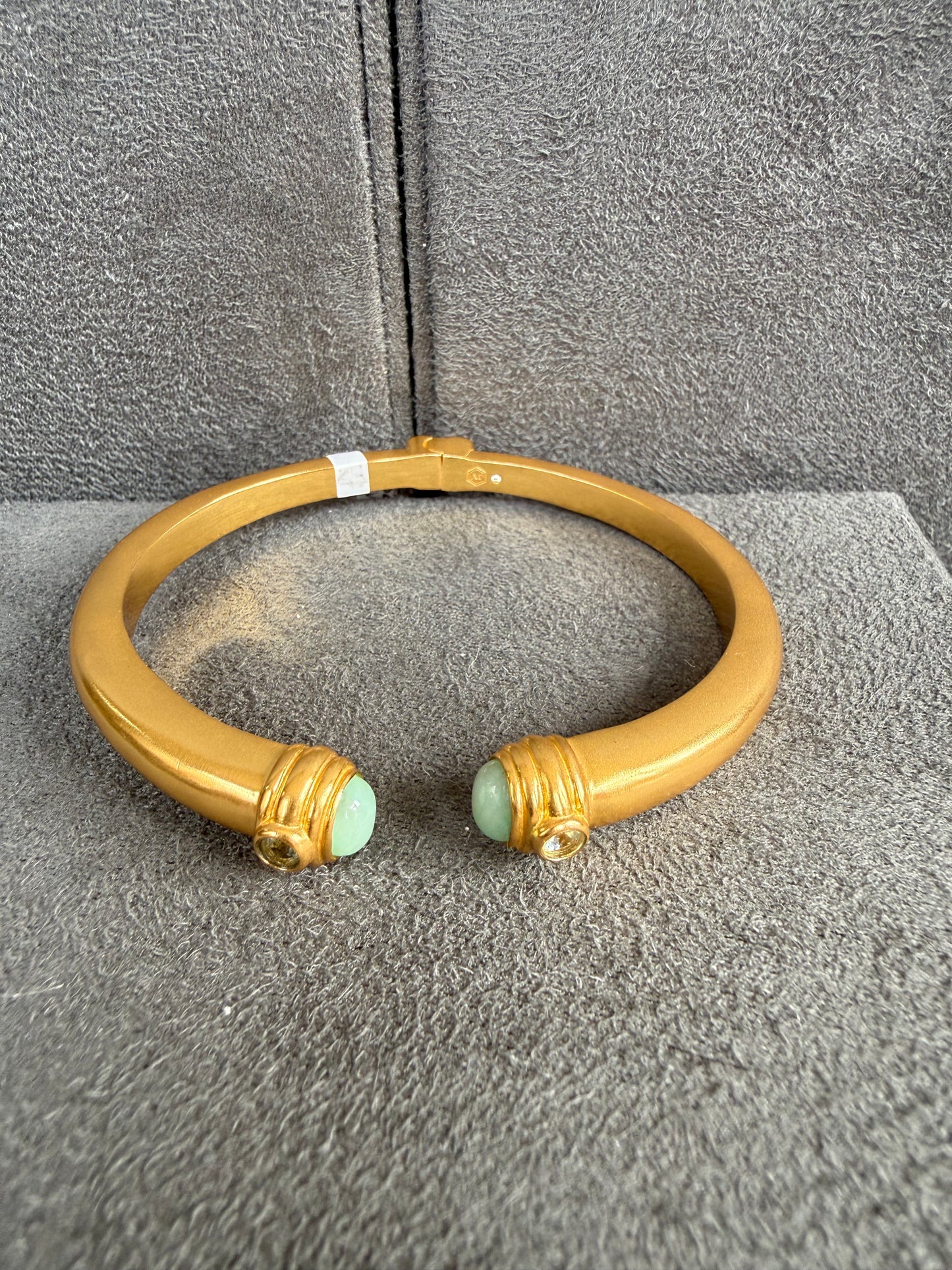 JULIE VOS Gold with Ocean Blue Gem Accent Bangle