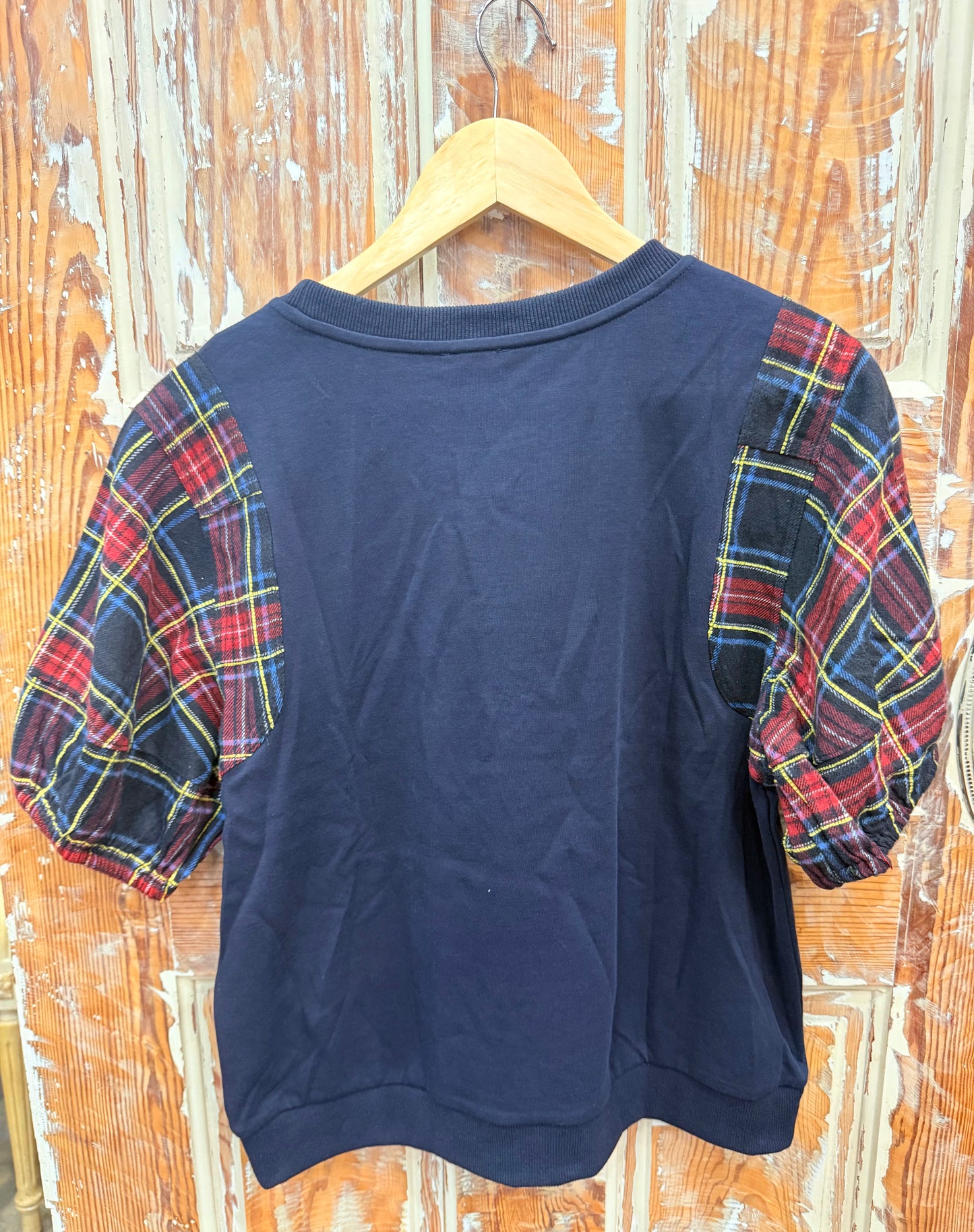 JODIFL Plaid Puffer Sleeve Top