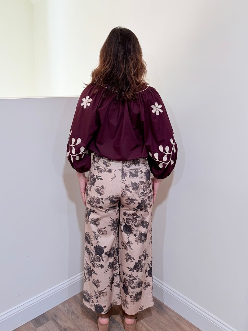 ENTRO - Taupe Flowered Pants