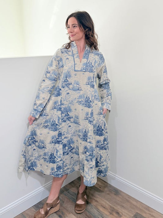 UNCLE FRANK - Explore print linen dress