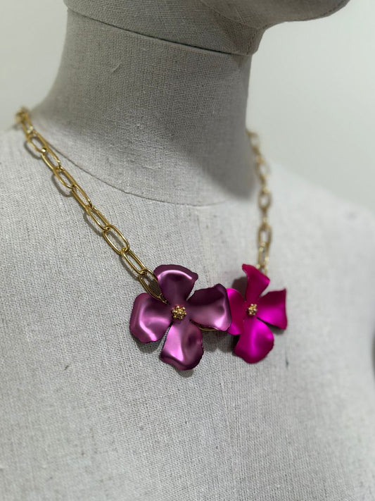 ZENZII Purple and Pink flower necklace
