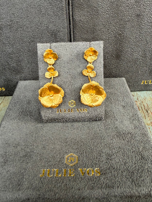 JULIE VOS Gold Flower Dangle Earring