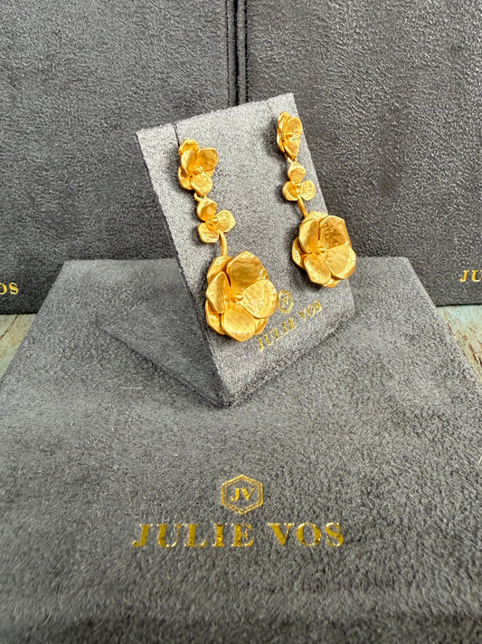 JULIE VOS Gold Flower Dangle Earring