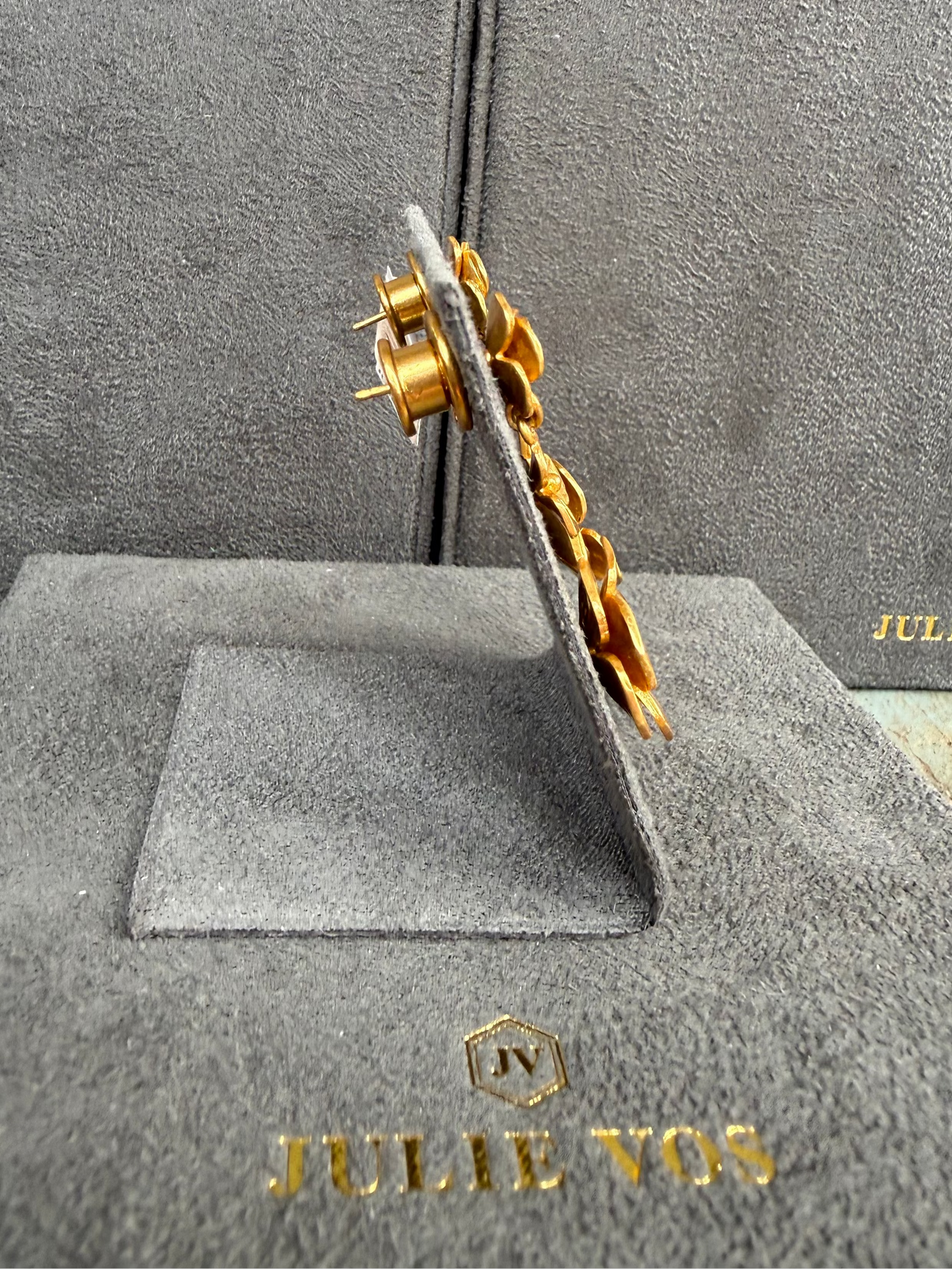 JULIE VOS Gold Flower Dangle Earring