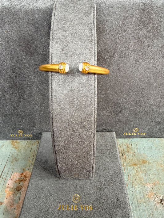 JULIE VOS Gold with White Gem Accent Bangle