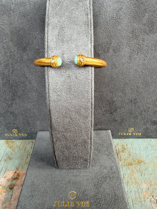 JULIE VOS Gold with Ocean Blue Gem Accent Bangle