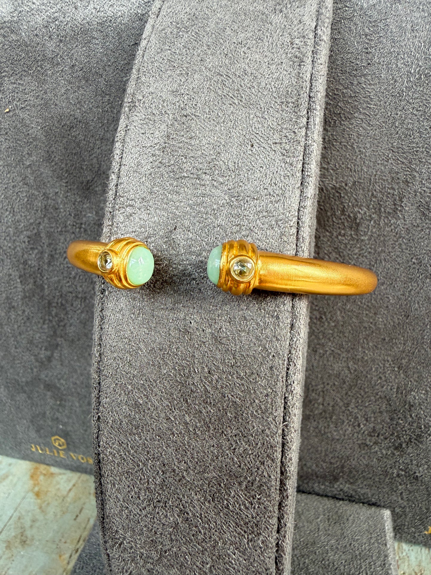 JULIE VOS Gold with Ocean Blue Gem Accent Bangle