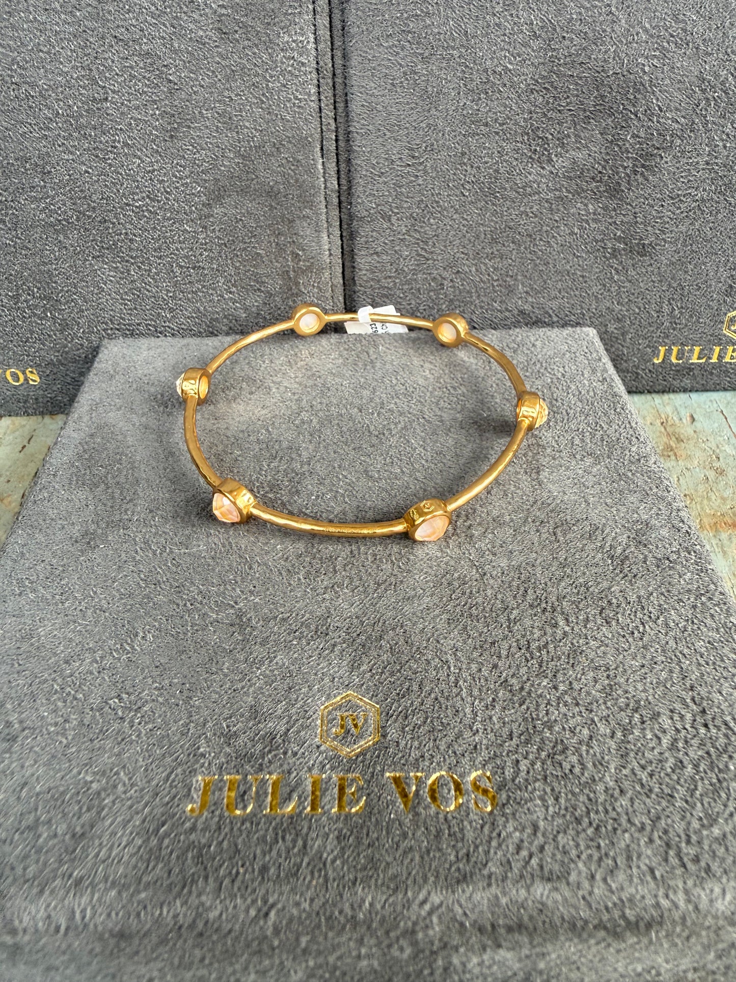 JULIE VOS Gold with Gem Accent Bangle
