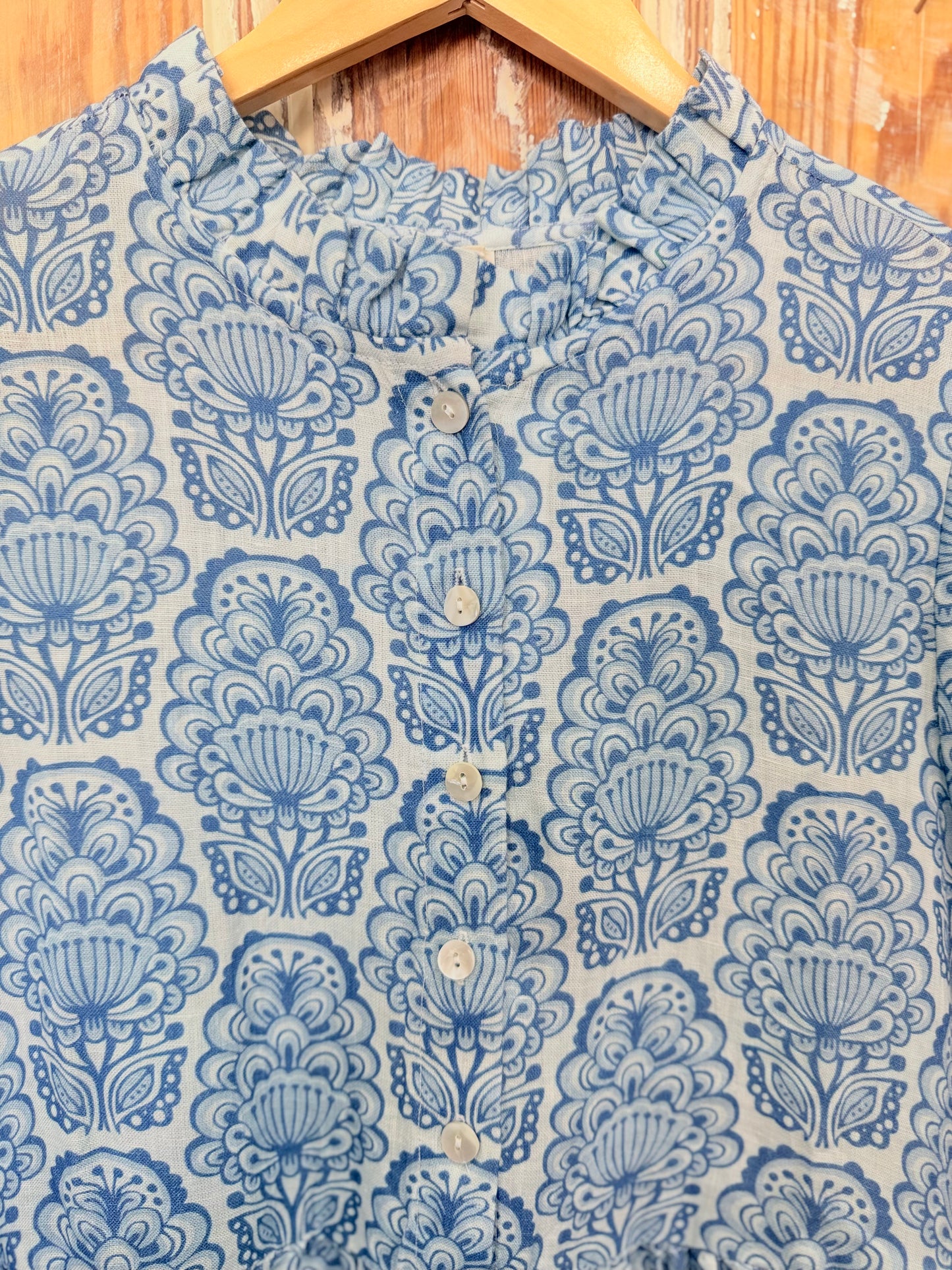 UNCLE FRANK Blue Linen Maxi Dress