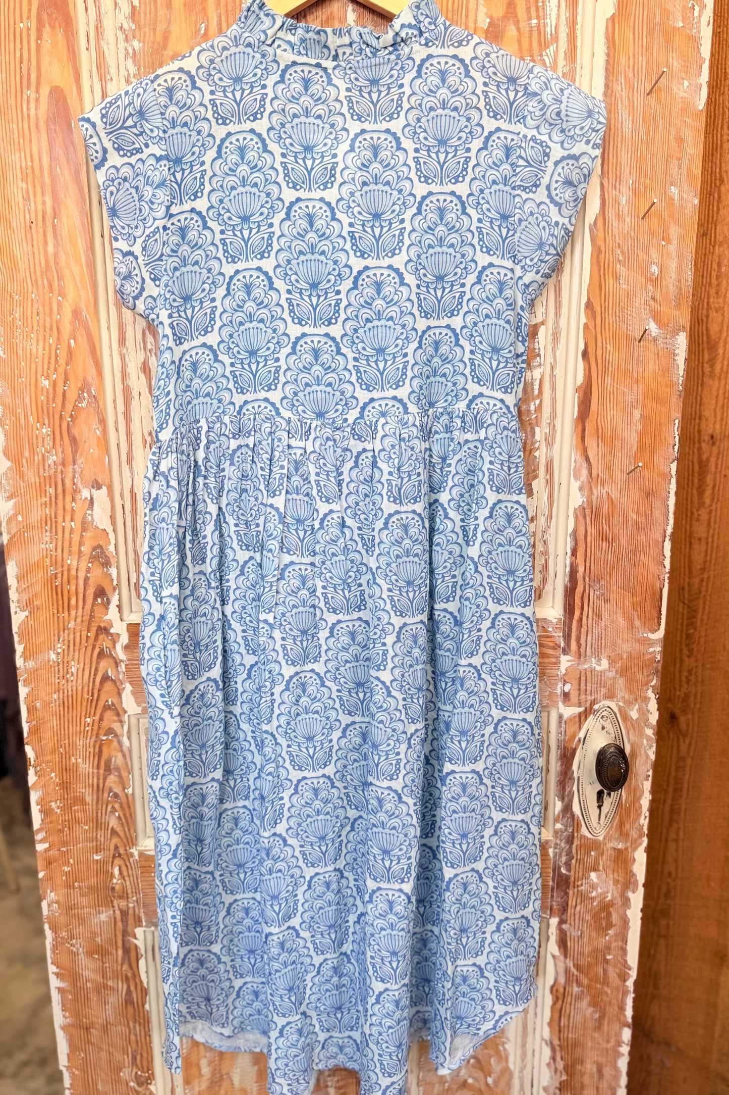 UNCLE FRANK Blue Linen Maxi Dress