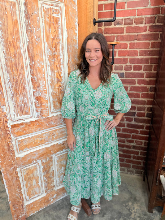 UNCLE FRANK Green Coral Maxi Dress