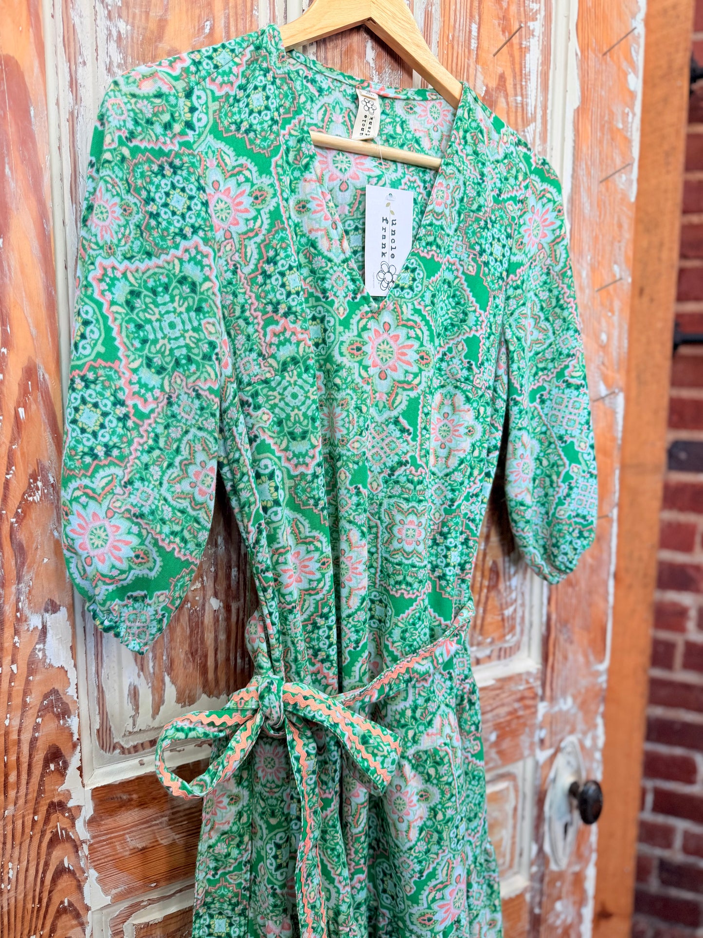 UNCLE FRANK Green Coral Maxi Dress